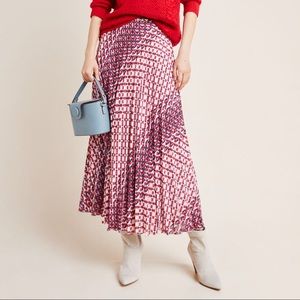 Anthropologie Hildi Pleated Midi Skirt